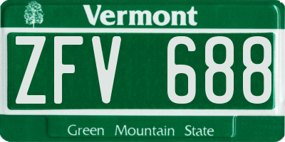 VT license plate ZFV688