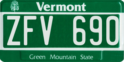 VT license plate ZFV690