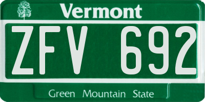 VT license plate ZFV692