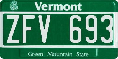 VT license plate ZFV693