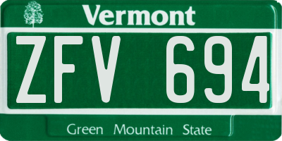 VT license plate ZFV694