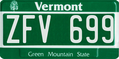 VT license plate ZFV699
