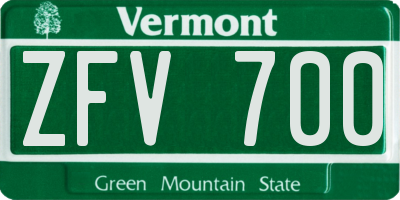 VT license plate ZFV700