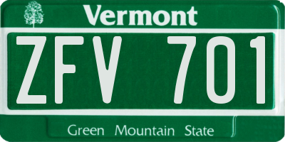 VT license plate ZFV701
