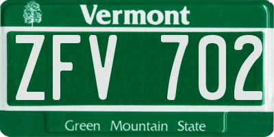 VT license plate ZFV702