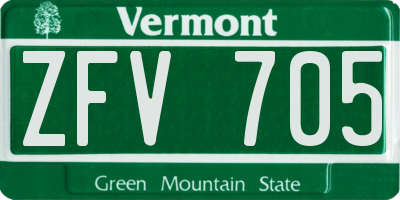 VT license plate ZFV705