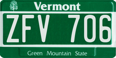 VT license plate ZFV706