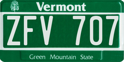 VT license plate ZFV707
