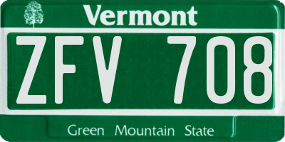 VT license plate ZFV708
