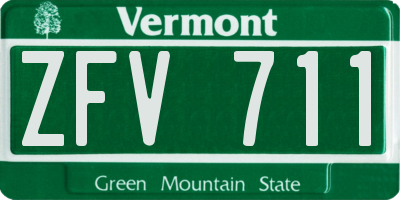 VT license plate ZFV711