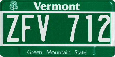 VT license plate ZFV712