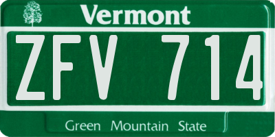 VT license plate ZFV714