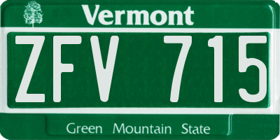 VT license plate ZFV715