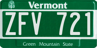 VT license plate ZFV721