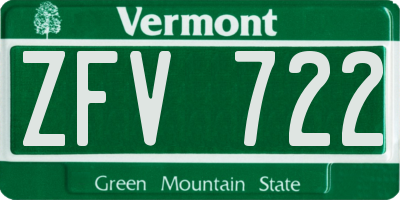 VT license plate ZFV722
