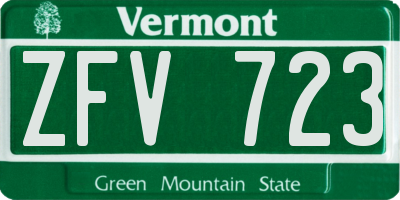 VT license plate ZFV723