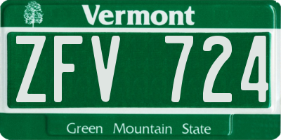 VT license plate ZFV724