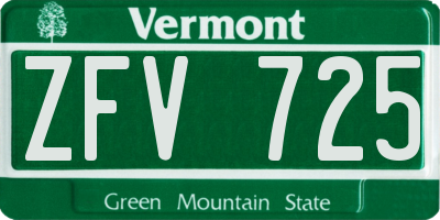 VT license plate ZFV725
