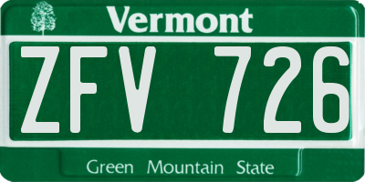 VT license plate ZFV726