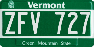 VT license plate ZFV727