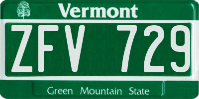 VT license plate ZFV729