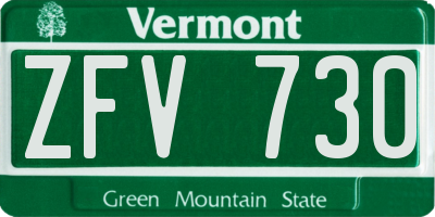 VT license plate ZFV730