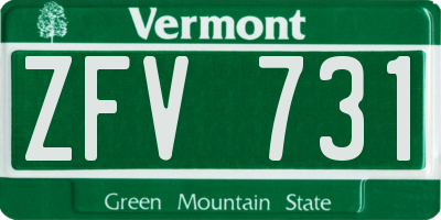 VT license plate ZFV731