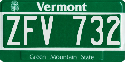 VT license plate ZFV732