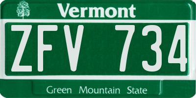 VT license plate ZFV734