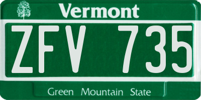 VT license plate ZFV735