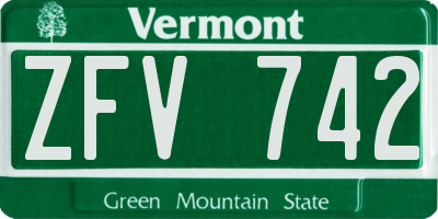 VT license plate ZFV742