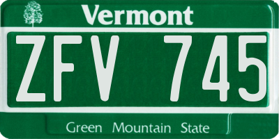 VT license plate ZFV745