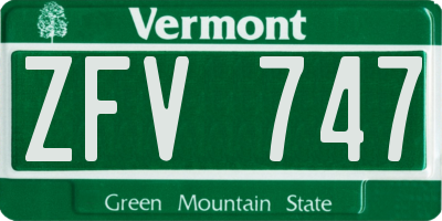 VT license plate ZFV747