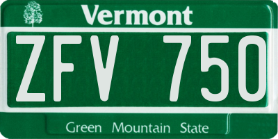 VT license plate ZFV750