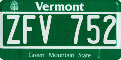 VT license plate ZFV752