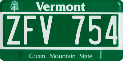 VT license plate ZFV754