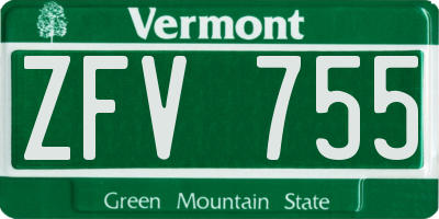 VT license plate ZFV755