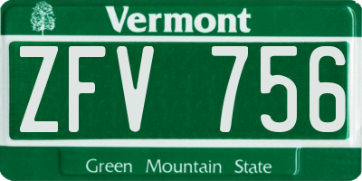 VT license plate ZFV756