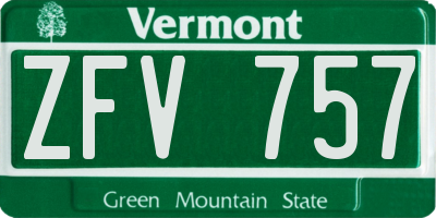 VT license plate ZFV757