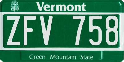 VT license plate ZFV758