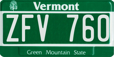 VT license plate ZFV760