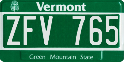 VT license plate ZFV765