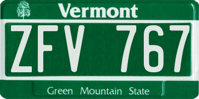 VT license plate ZFV767