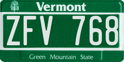 VT license plate ZFV768