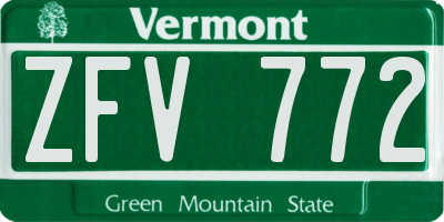 VT license plate ZFV772