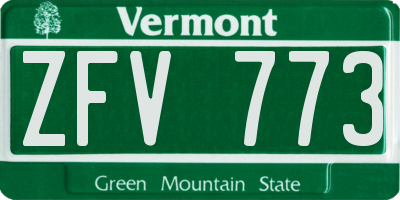 VT license plate ZFV773