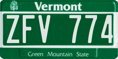 VT license plate ZFV774