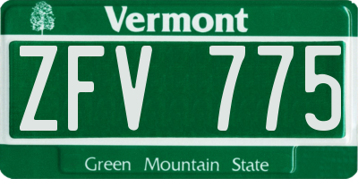 VT license plate ZFV775