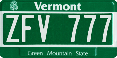 VT license plate ZFV777