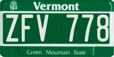 VT license plate ZFV778